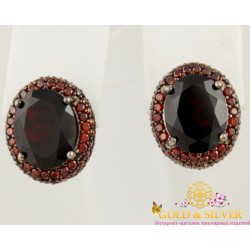 Серебряные серьги 925 проба. Женские серебрянные Серьги Диво овал Гранат 5,19 грамма 20549р